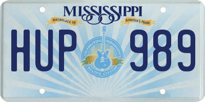 MS license plate HUP989