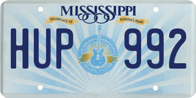 MS license plate HUP992
