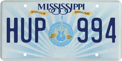 MS license plate HUP994