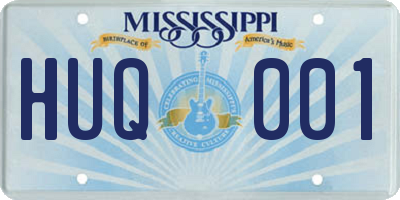 MS license plate HUQ001