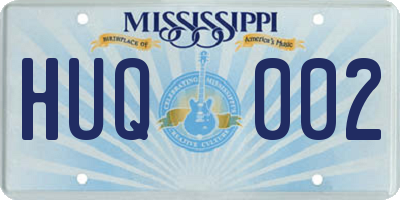 MS license plate HUQ002