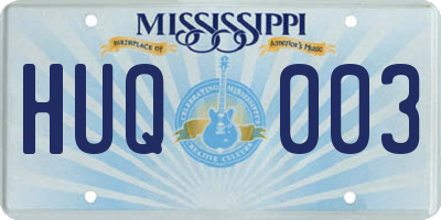 MS license plate HUQ003