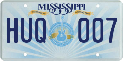 MS license plate HUQ007