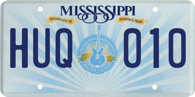 MS license plate HUQ010