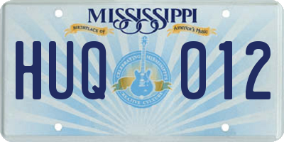 MS license plate HUQ012