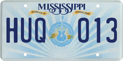 MS license plate HUQ013
