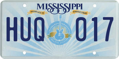 MS license plate HUQ017