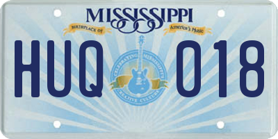 MS license plate HUQ018