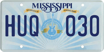 MS license plate HUQ030