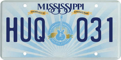 MS license plate HUQ031