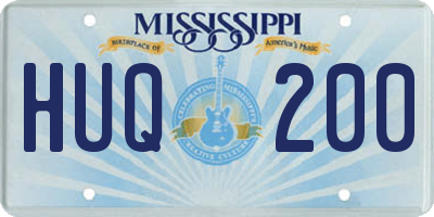 MS license plate HUQ200
