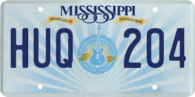 MS license plate HUQ204