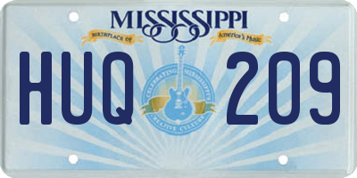 MS license plate HUQ209