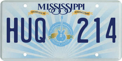 MS license plate HUQ214