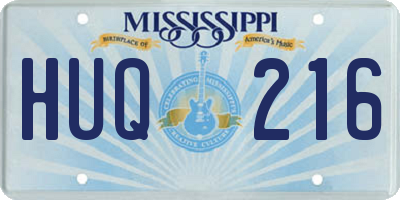 MS license plate HUQ216