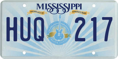 MS license plate HUQ217