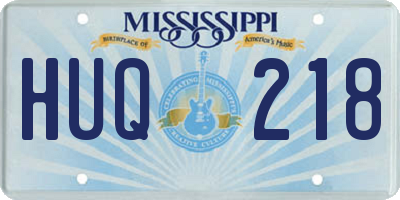 MS license plate HUQ218