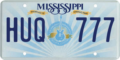 MS license plate HUQ777