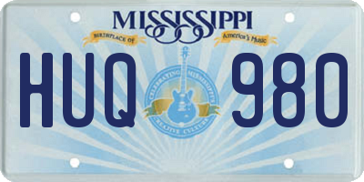 MS license plate HUQ980