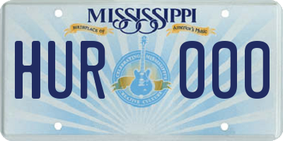 MS license plate HUR000