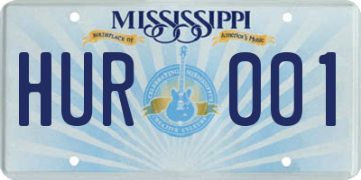 MS license plate HUR001