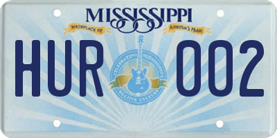MS license plate HUR002