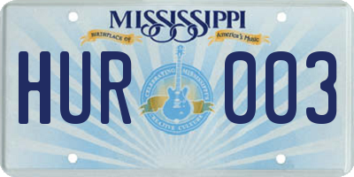 MS license plate HUR003
