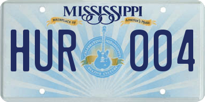 MS license plate HUR004
