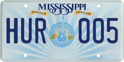 MS license plate HUR005