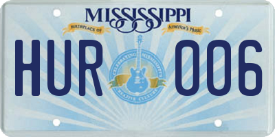 MS license plate HUR006
