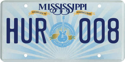 MS license plate HUR008