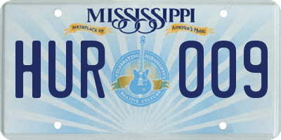 MS license plate HUR009
