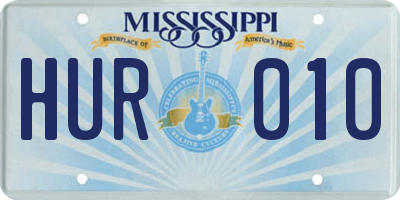 MS license plate HUR010