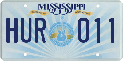 MS license plate HUR011