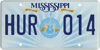 MS license plate HUR014