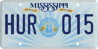 MS license plate HUR015