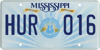 MS license plate HUR016
