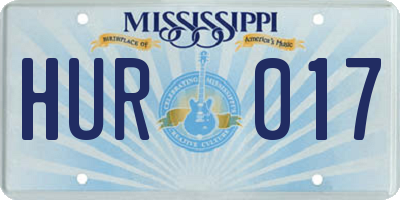 MS license plate HUR017