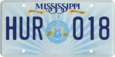 MS license plate HUR018