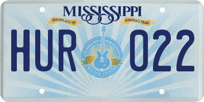 MS license plate HUR022