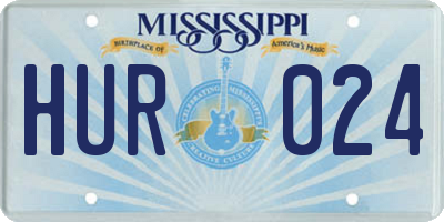 MS license plate HUR024