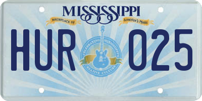 MS license plate HUR025