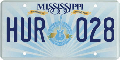 MS license plate HUR028