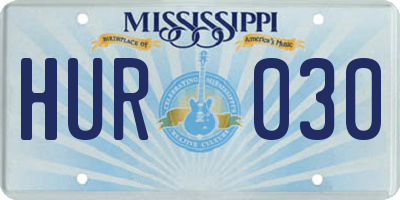 MS license plate HUR030