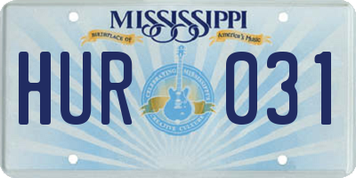 MS license plate HUR031