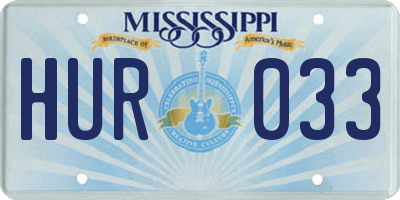 MS license plate HUR033