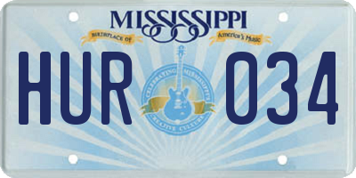 MS license plate HUR034