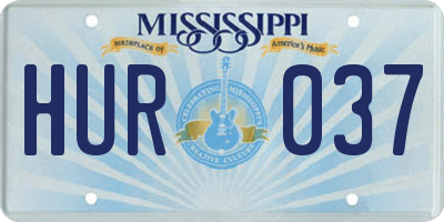 MS license plate HUR037
