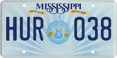 MS license plate HUR038