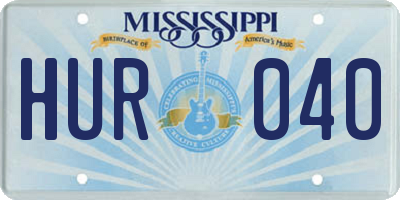 MS license plate HUR040